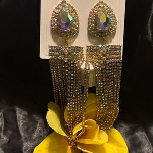 Elegant Gold and Silver Crystal Drop Earrings